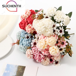 Suchenth ช่อดอกไฮเดรนเยียประดิษฐ์ 15 ดอก สําหรับตกแต่งบ้าน งานแต่งงาน เจ้าสาว