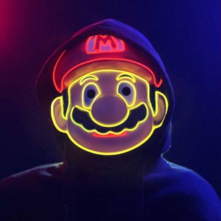  LED Cool Light Luminous Mario Mask Halloween Luminous Mask Role Playing Costume Mask