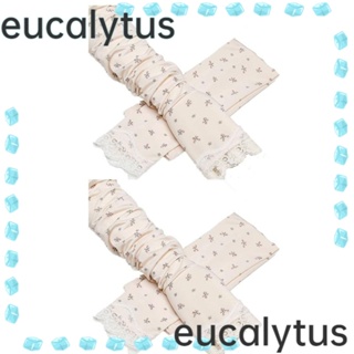 Eucalytus1 ปลอกแขน ผ้าเรยอน แบบบาง กันแดด กันแสง UV ทรงหลวม สีขาว สําหรับผู้หญิง 2 คู่