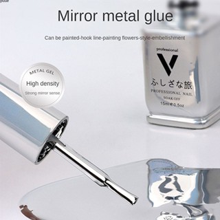VinylMetal กระจกกาวเจล AntiSilver สำหรับเล็บโลหะเงายาวนานมีสไตล์ที่ไม่ซ้ำกันกระจกโลหะเจล VINIMAY งดงามแฟชั่นการออกแบบเล็บโลหะเจลผลกระจก puueqg