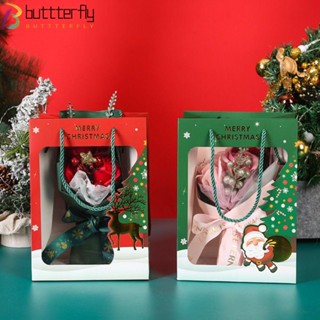 Buttterfly ถุงของขวัญคริสต์มาส ลายซานตาคลอส กวางเอลก์ สําหรับใส่คุกกี้ เค้ก 10 ชิ้น