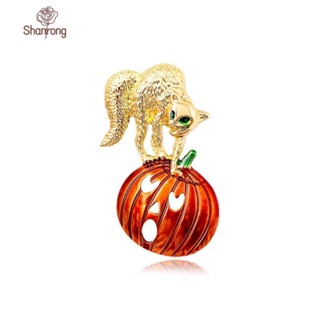 Shanrong halloween เข็มกลัด รูปฟักทองผี สีดํา สําหรับตกแต่งปาร์ตี้ฮาโลวีน