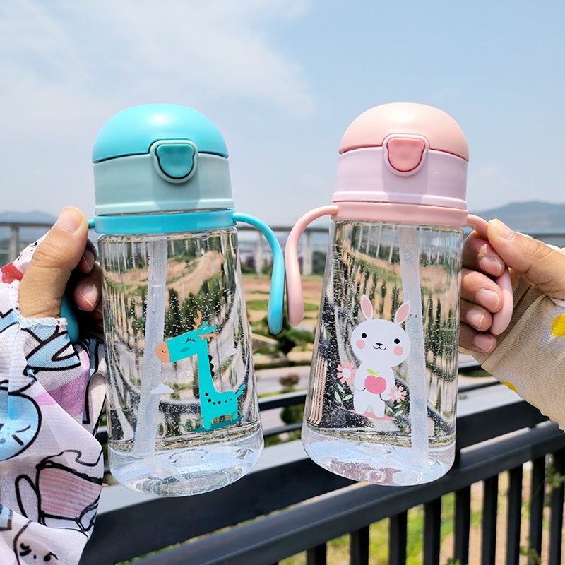 ขวดน้ำสำหรับเด็กแบบใส ขวดน้ำขนาด 300ml-400ml ขวดน้ำสำหรับพกพา สุดน่ารัก พร้อมสายคล้องมือ