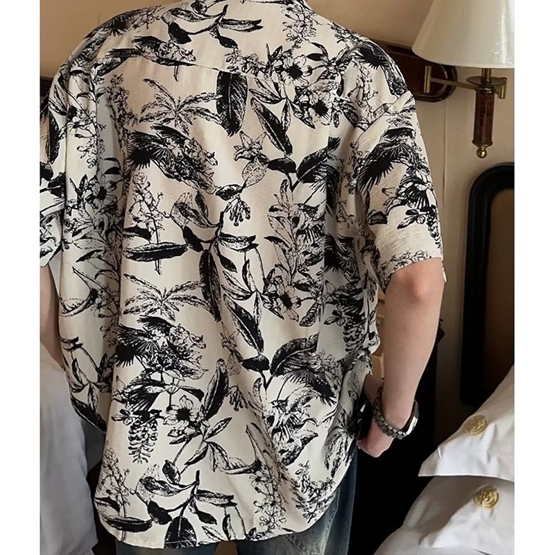 Chaogongfang เสื้อแขนสั้นอินเทรนด์พิมพ์ลายเดินริมทะเลด้านบน - รูปที่ 2