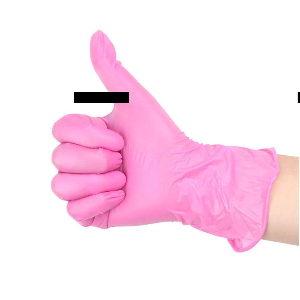 Lily ถุงมือยาง PVC แบบใช้แล้วทิ้ง สีชมพู แบบพกพา สําหรับทํางาน 100 ชิ้น