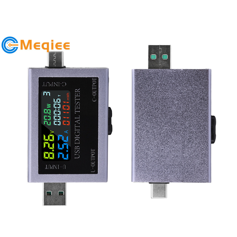 Dc4.5 ~ 50V 0-8A Multi-function USB + Type-C หน้าจอสีจอแสดงผลดิจิตอลแรงดันไฟฟ้า Current Power Meter เครื่องทดสอบความจุ