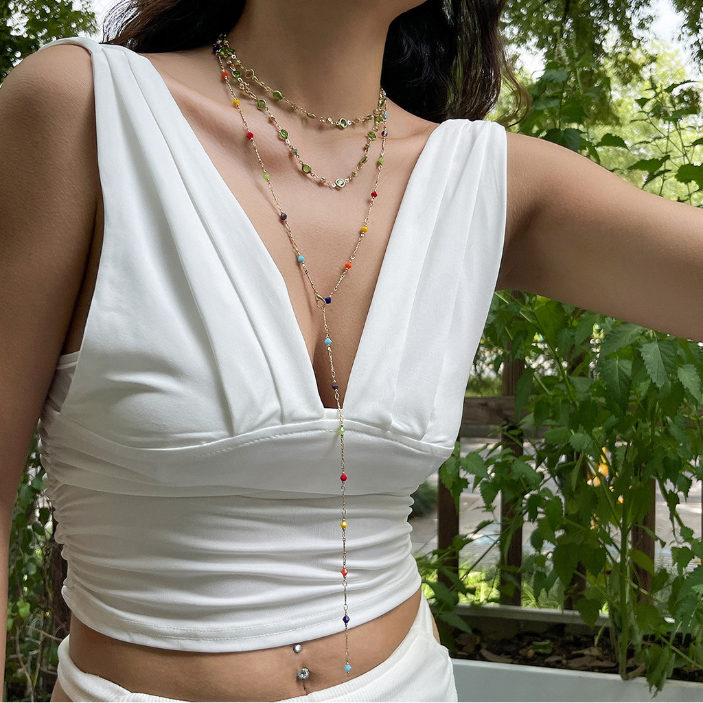 Jushi Y สร้อยคอโซ่ผู้หญิง Multi-layer Collarbone Chain แฟชั่น Retro Holiday ของขวัญอุปกรณ์เสริม