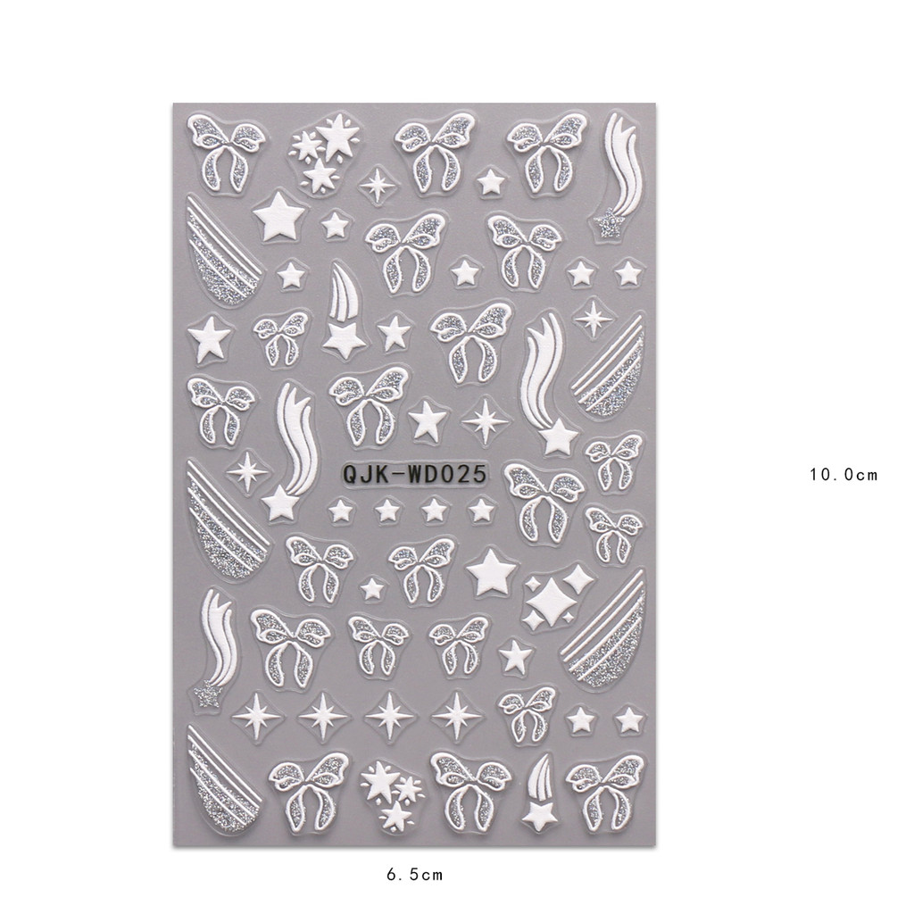 HAMA เล็บนูนเล็บสติกเกอร์ขายส่ง Bow Heart เล็บตกแต่ง Glitter สติกเกอร์ Decals ฤดูใบไม้ผลิเล็บเจ้าสาวเล็บงานแต่งงานเล็บ - รูปที่ 7