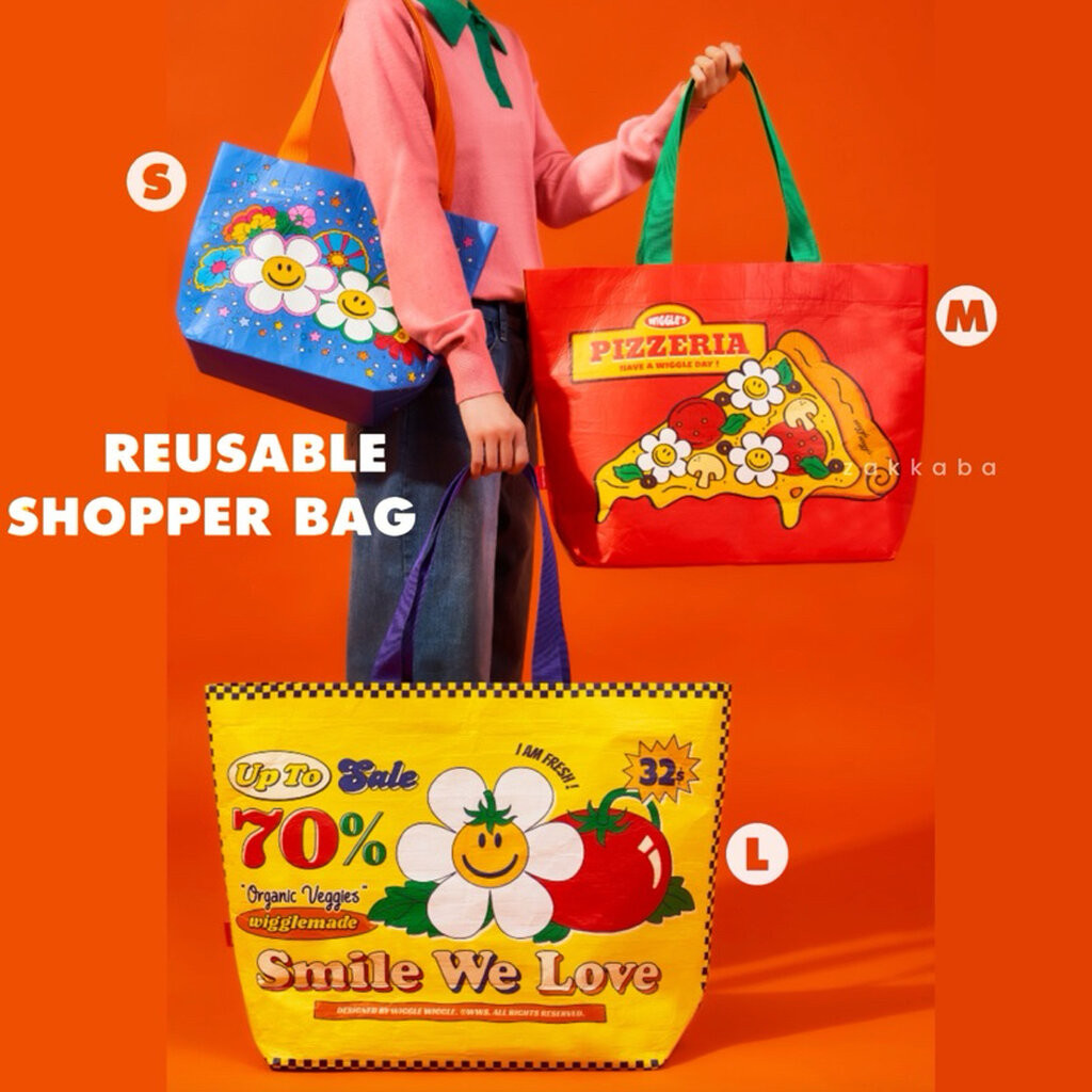 ลดเพิ่ม20% ทักแชท /Wiggle Reusable Shopper Bag / ถุงนักช้อปปิ้งซุปเปอร์มาร์เก็ต