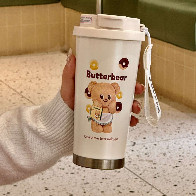 บริการจัดส่งในพื้นที่) xiao.Butter Bear Water Cup 500/1,000ml ถ้วยน้ําน่ารักความจุขนาดใหญ่ ถ้วยฟางพลาสติก - รูปที่ 6
