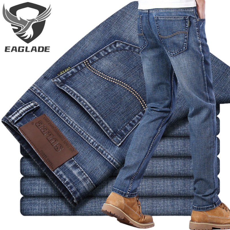 Eaglade Denim Jeans for Men Maong Pants 866 สี Blue Straight Cut Stretchable C03
