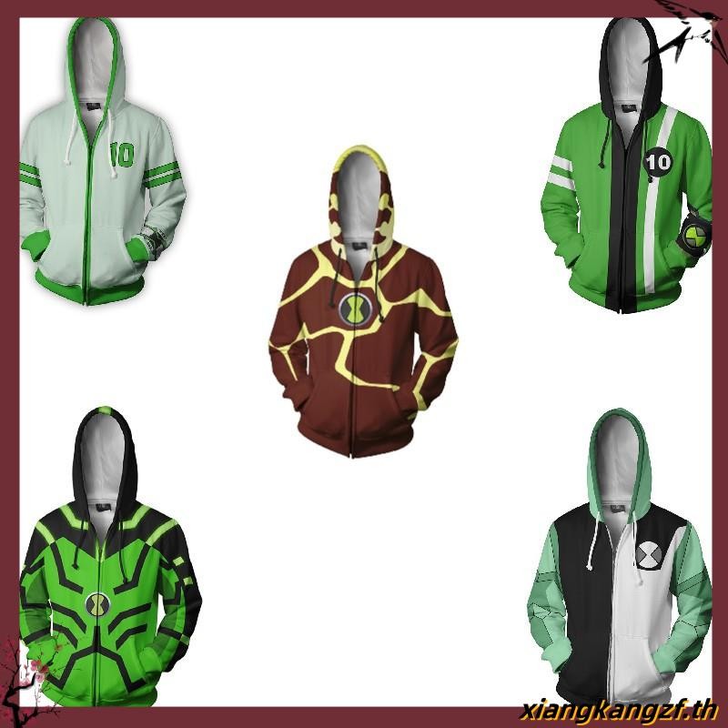 Ben10 Zipper Hoodie เสื้อพิมพ์ดิจิตอล เสื้อแจ๊กเก็ตเสื้อกันหนาว unisex