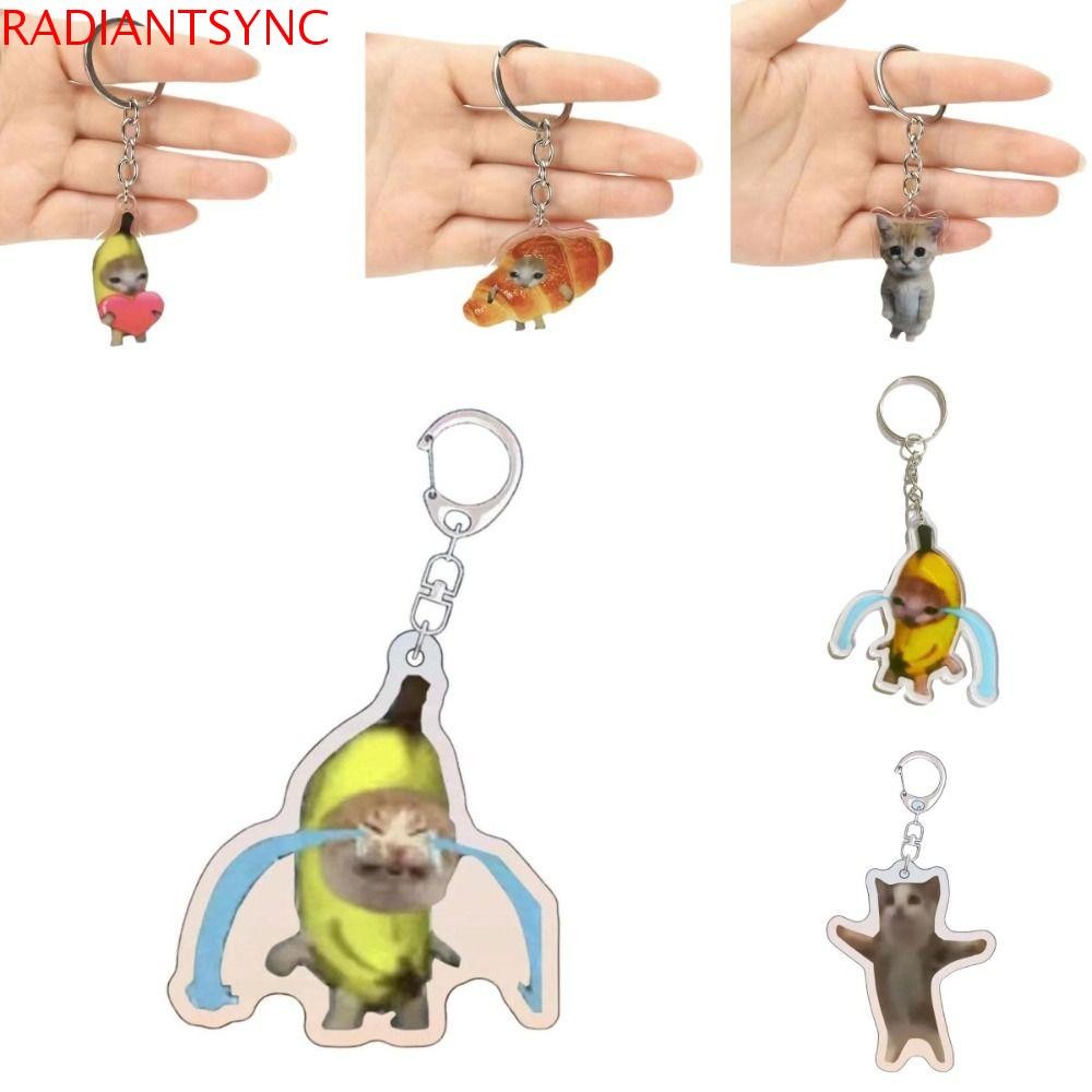 Radiantsync Happy Banana Cat พวงกุญแจ, จี้กระเป๋าเป้สะพายหลัง Charm Banana Cat ห่วงโซ่โทรศัพท์มือถือ