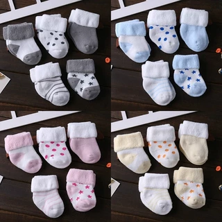 Kiddiezoom ถุงเท้าผ้าฝ้ายสําหรับเด็กทารกชายหญิง 5 ชิ้น ถุงเท้าเด็กทารกแรกเกิด 0-12M