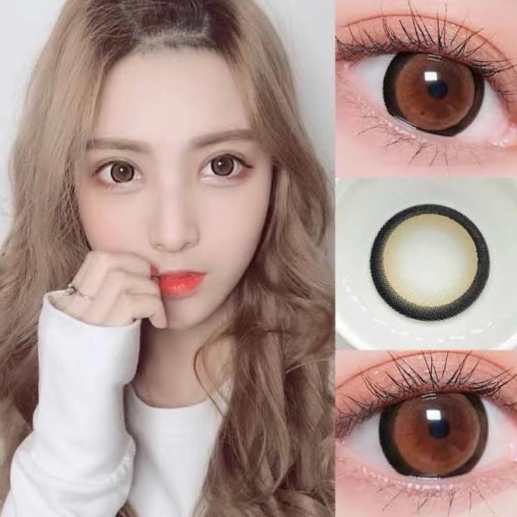 Sakura Brown gray 14.5mm ตัดขอบ ขนาดตาโต อย.ไทยปลอดภัย (Bigeyes) สายตาปกติ กรองแสง uv