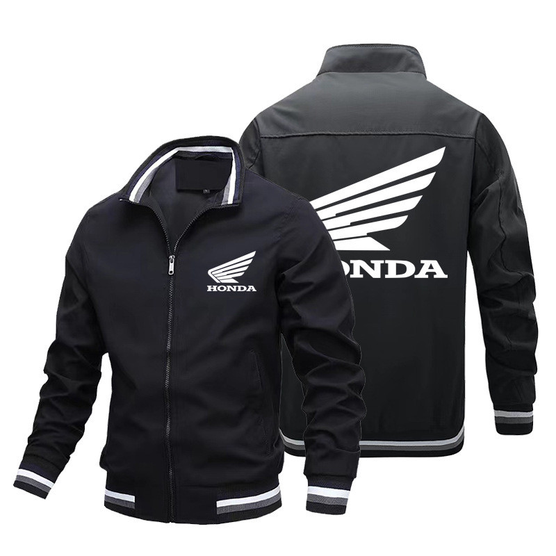 Honda Wings Logo Zipper Jacket-PCX Motorcycle Culture Baseball Uniform, Cardigan Outdoor Cycling Fli