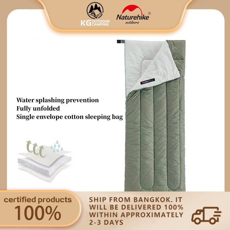 Naturehike Outdoor Camping ถุงนอนผ้าฝ้ายล้างทำความสะอาดได้ น้ำหนักเบา L150
