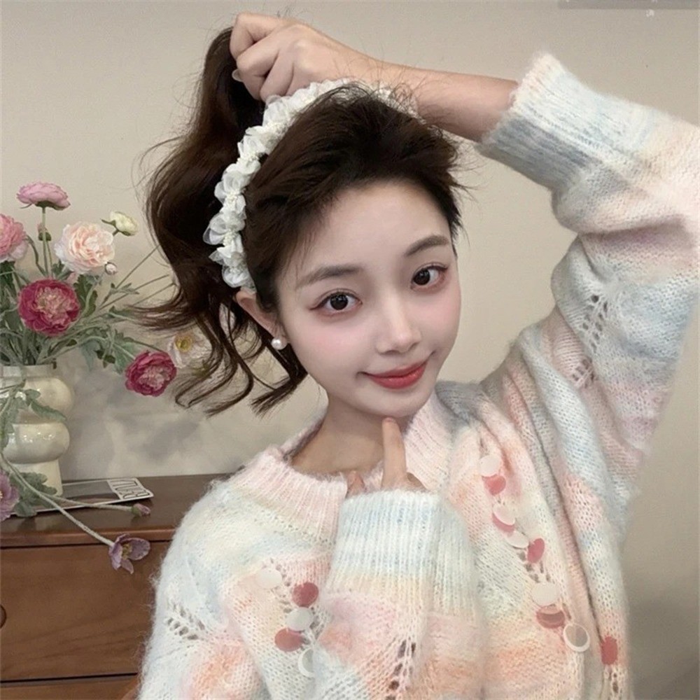 (จัดส่งฟรี) หวานตาข่ายจีบ มุกคาดศีรษะ แฟชั่นสำหรับผู้หญิง - รูปที่ 3