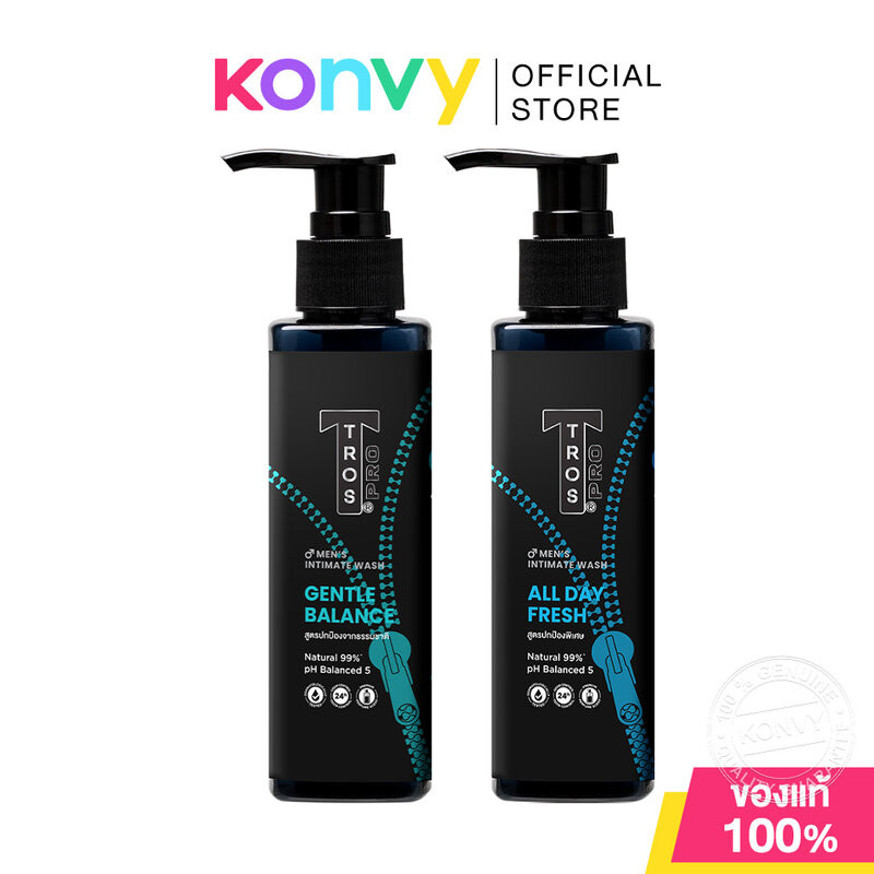 TROS Pro Men's Intimate Wash ทรอส ผลิตภัณฑ์ทำความสะอาดจุดซ่อนเร้นสำหรับผู้ชาย 130ml (All Day Fresh/Gentle Balance)