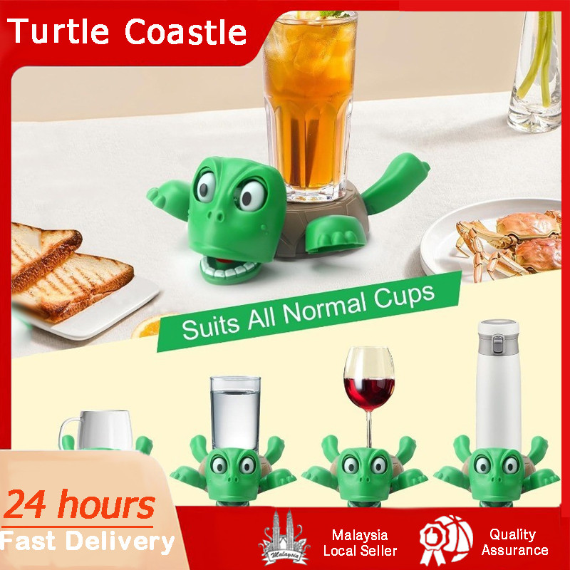 2 ชิ้น Quirky Turtle Cup Pad ของเล่น, ABS Panicked Turtle Coaster พร้อมการแสดงออกตลก, เหมาะสําหรับเด