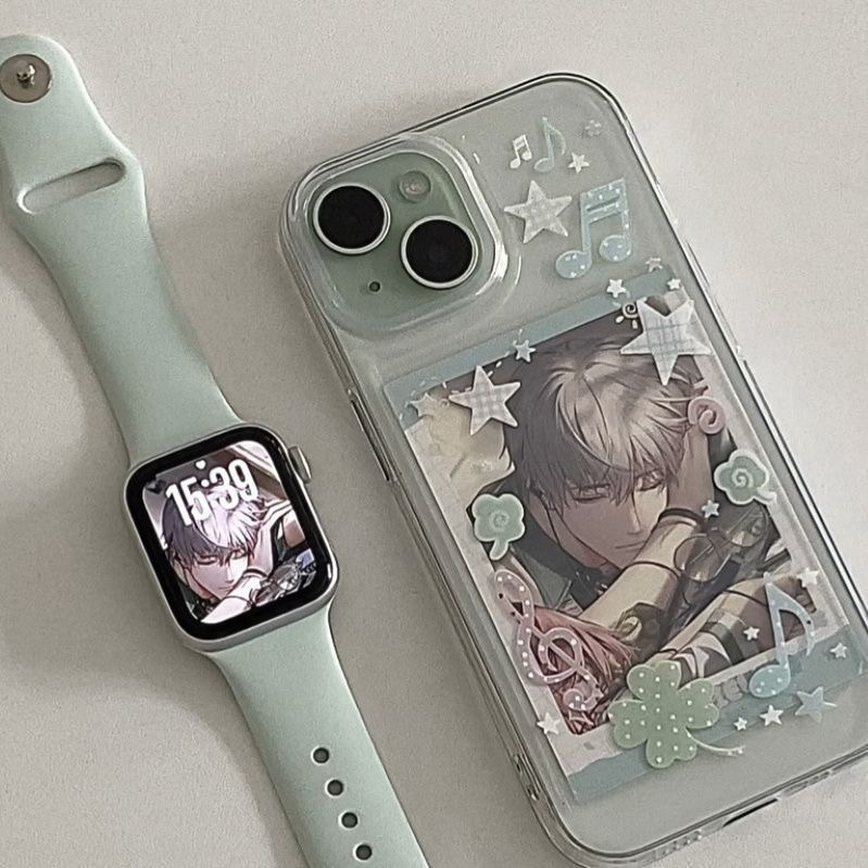 Japanese Note Four-leaf Clover เหมาะสําหรับเคสโทรศัพท์ Apple 16 15promax/14/13/12 Soft xr โปร่งใสเคสโทรศัพท์หลุมขนาดใหญ่