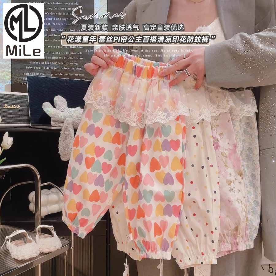 [ML] 90-140 ซม.เด็กผู้หญิงฤดูร้อนเกาหลีลูกไม้สไตล์ใหม่สาวน้อยแฟชั่นAll-Matchแฟชั่นสบายๆกางเกงกันยุง