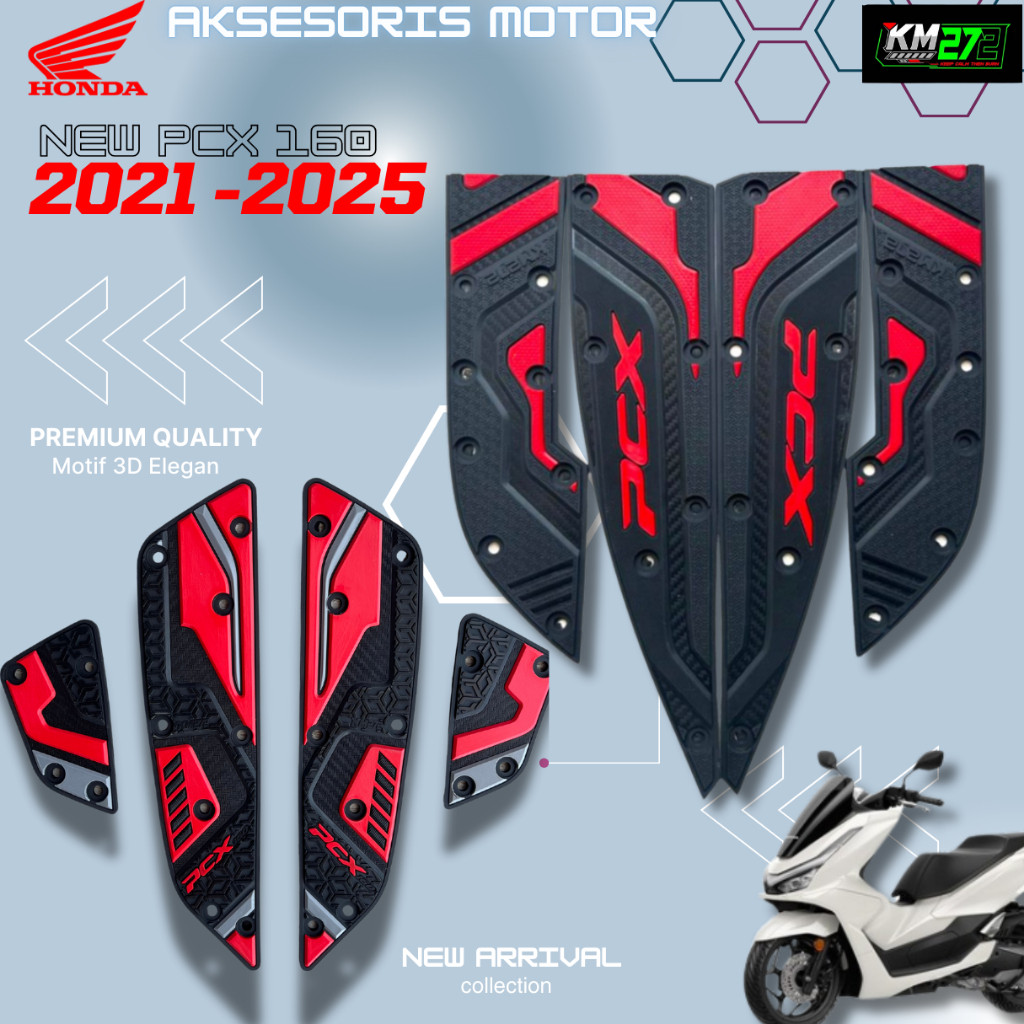 KM272 พรมมอเตอร์ไซค์ Pcx 160 OLD 2021 - 2024 / เสื่อเท้า Pcx 160 NEW 2025 / ยางพรีเมี่ยม 100%