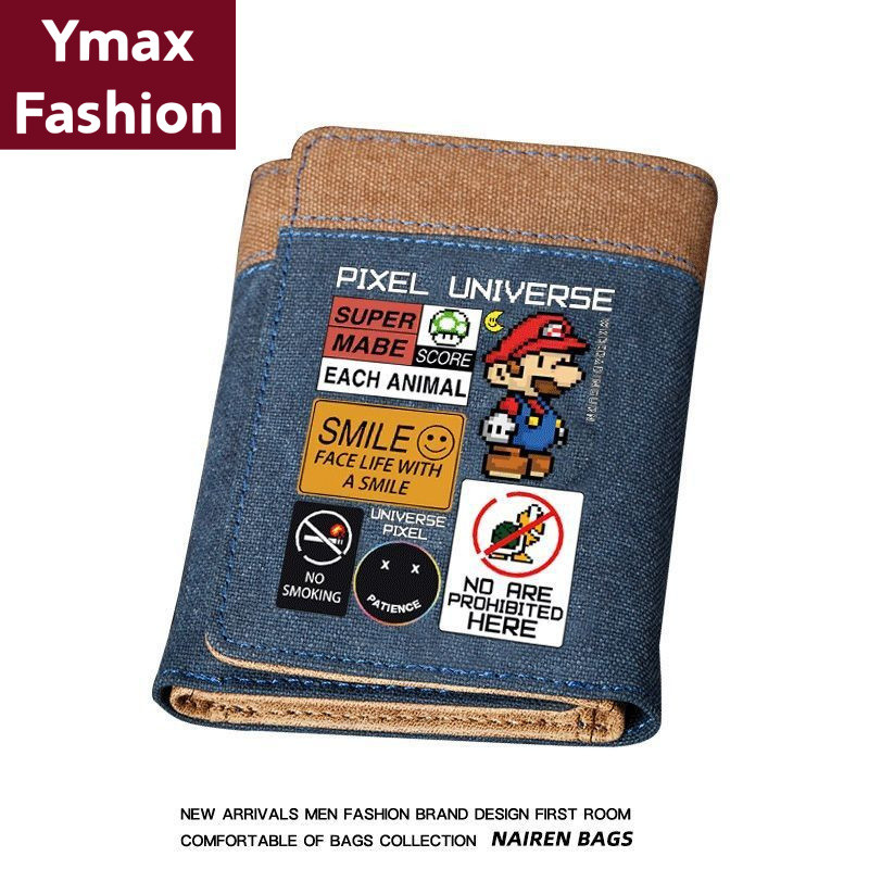YMAX Super Mario Wallet กระเป๋าใส่เหรียญผู้ชาย ลด 30% Denim Student เปลี่ยนทนทาน - รูปที่ 2