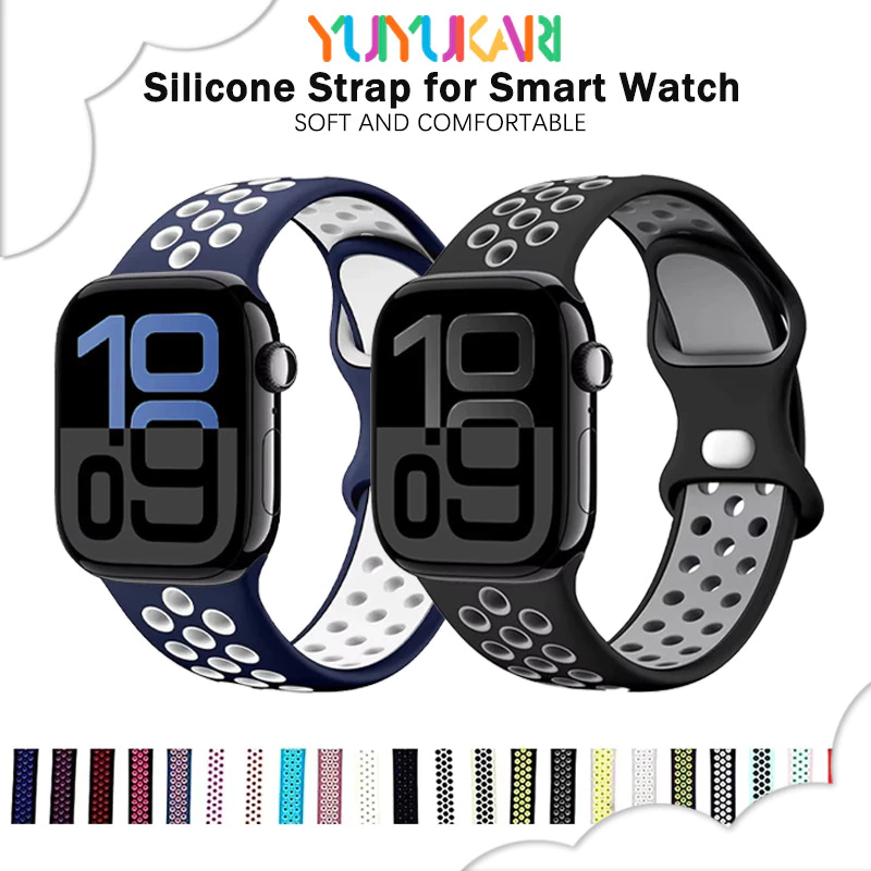 สายยางซิลิโคนสำหรับกีฬา for Smartwatch Ultra/SE 3 2 Series 11 10 9 8 7 6 5 4 3 SE 2 49 มม. 46 45 41 44 40 42 38 มม.