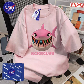 【พร้อมส่ง】🔥NASA ทรงโอเวอร์ไซส์ คอกลม แขนสั้น ผ้าฝ้ายแท้100%🦈ลายปลาฉลาม เสื้อ ใส่ได้ทั้งชายหญิง เสื้อยืดYG519