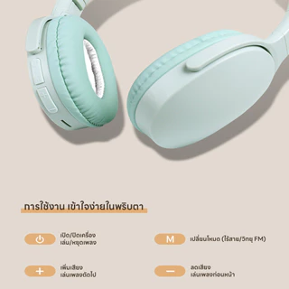 หูฟังครอบหู พับเก็บได้ แถมสายชาร์จ type-Cและสายออดิโอไลน์ หูฟังครอบหูบลูทูธ หูฟังสปอร์ต หูฟังมีไมค์ ใช้ได้ทั้งคอม/มือถือ