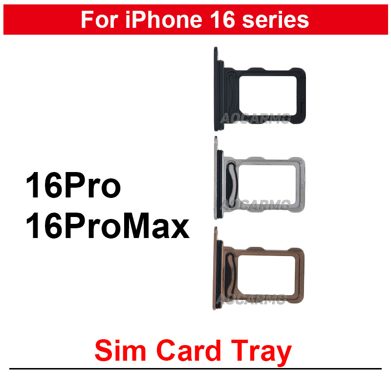 สําหรับ iPh 16Pro Max 16 Pro Dual Single SIM Card ถาดซิมผู้ถือสล็อตสีดําธรรมชาติ Desert White ไทเทเนียมอะไหล่