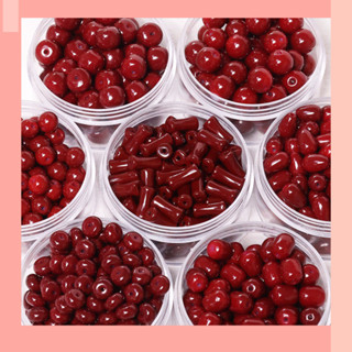 [จิน] สไตล์จีนสีแดงชุดหลวมลูกปัดไม้ไผ่โบราณลูกปัดรอบลูกปัด ต…