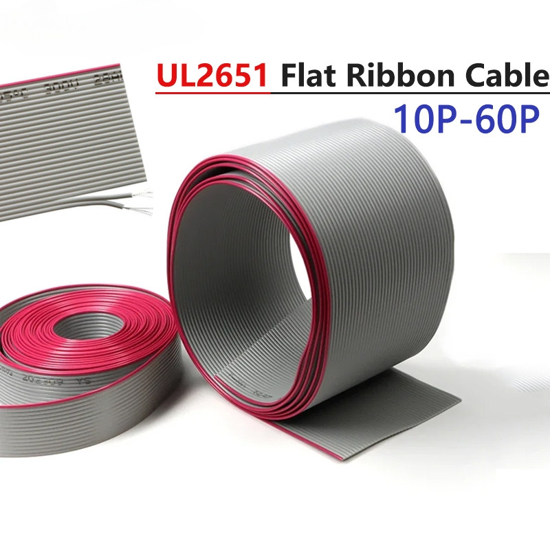 28โดยรวม UL2651 ลวดสีเทาสายริบบิ้นแบน 10 14 16 20 26 30 34 40 50 60เข็มหมุด 300โวลต์