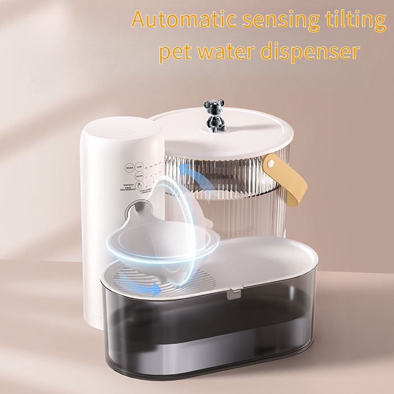 เซ็นเซอร์อัตโนมัติ 3L เอียงน้ำพุน้ำสัตว์เลี้ยง เครื่องป้อนน้ำอัตโนมัติไร้สายสำหรับแมวและสุนัข