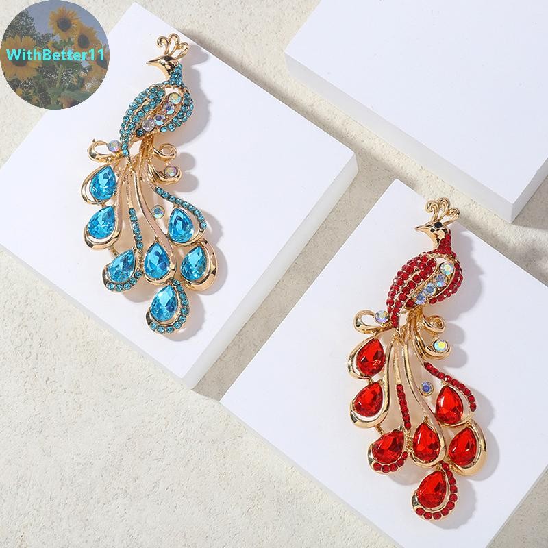 เข็มกลัดนกยูง Rhinestone สำหรับผู้หญิง แต่งหน้า.Coat เครื่องประดับ พร้อมให้เป็นของขวัญพิเศษ