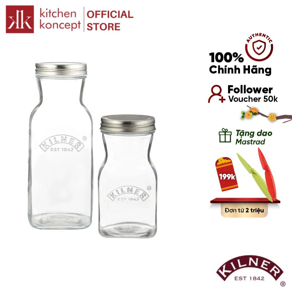 Kilner - ขวดแก้วสําหรับใส่น้ําผลไม้และซอส - 0.5L/1L