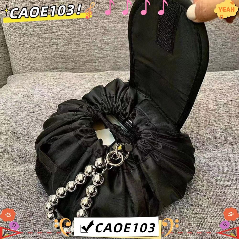 Caoe103 ที่จัดระเบียบเครื่องสําอาง,กระเป๋าใส่เครื่องสําอางสําหรับเดินทางแบบมีเชือกรูด,แฟชั่นพับได้สําหรับผู้หญิง