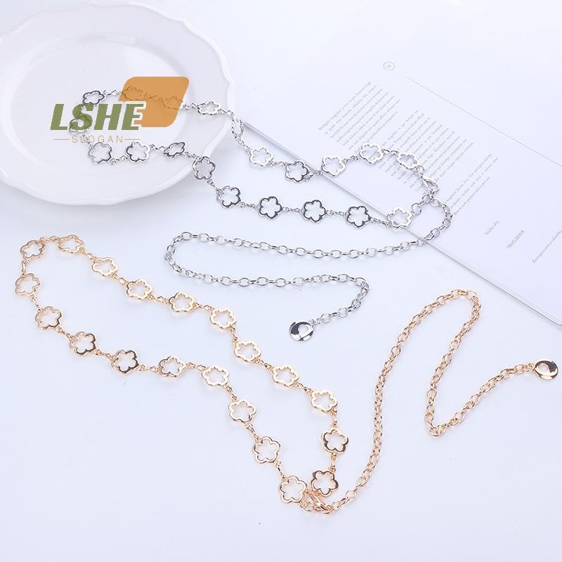 [LSHE] แฟชั่นโลหะกลวงดอกไม้โซ่เอวสําหรับผู้หญิงตกแต่งเข็มขัด Body Chain ใหม่