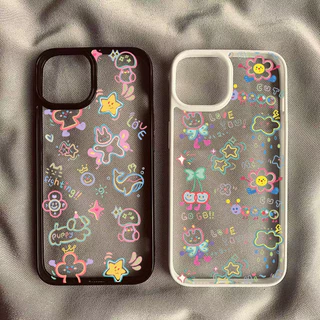 SAMSUNG ปลอกสําหรับsamsung A06 A16 A05 A05S A15 A55 A35 A26 A56 A36 A54 A12 A52 A34 5G A32 น่ารักการ์ตูนที่มีสีสันรูปแบบกันกระแทกClear Hardซิลิโคน