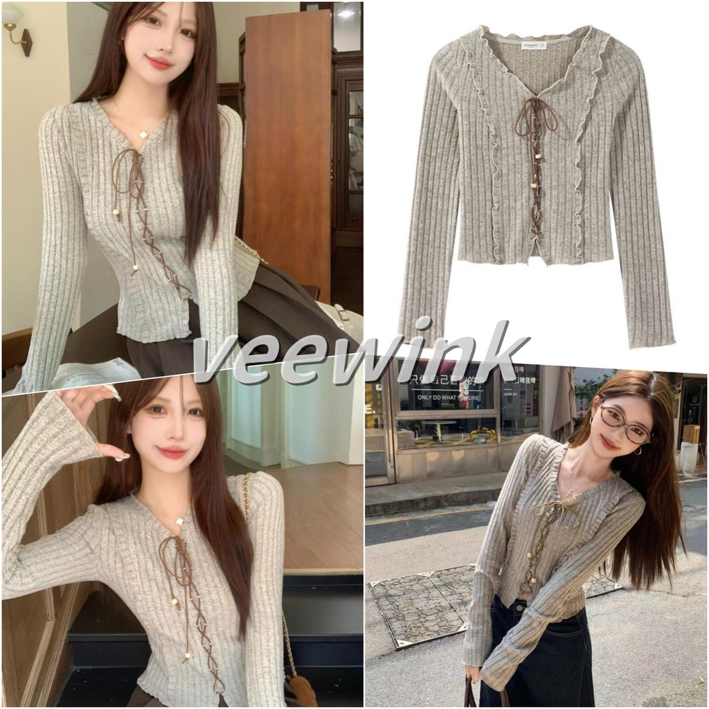Veewink คอวี เสื้อกันหนาว เสื้อคาร์ดิแกน คอวี งานสวย เสื้อผ้าแฟชั่นเกาหลี