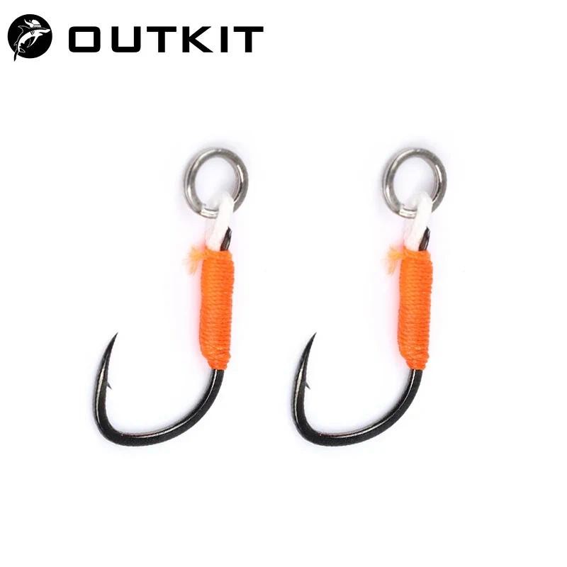 Outkit 10 ชิ้นตกปลา Lure Hardbait Hook DIY ตกปลา Cast Jigs Assist Hook Barbed เดี่ยว Jig ตะขอ Pesca สูงเหล็กคาร์บอน