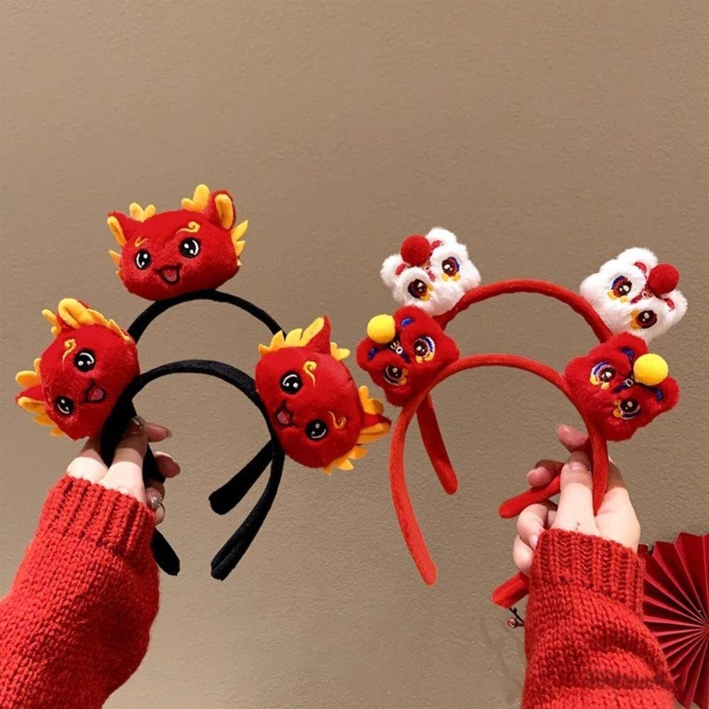 ห่วงผมและหมวกมังกรแดงสไตล์จีน สำหรับงานปาร์ตี้ทำจากผ้าคุณภาพดี - รูปที่ 2