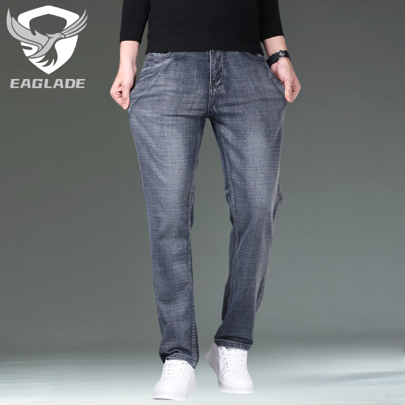Eaglade Denim Jeans for Men Maong Pants 866 สี Blue Grey Straight Cut Stretchable C03