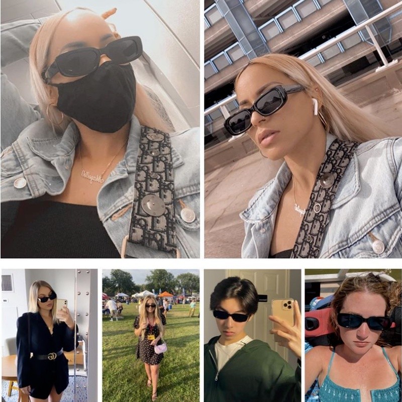 แว่นกันแดด กรอบแคบ สีขาว สไตล์วินเทจ ย้อนยุค UV400 แฟชั่นสําหรับผู้หญิง - รูปที่ 7