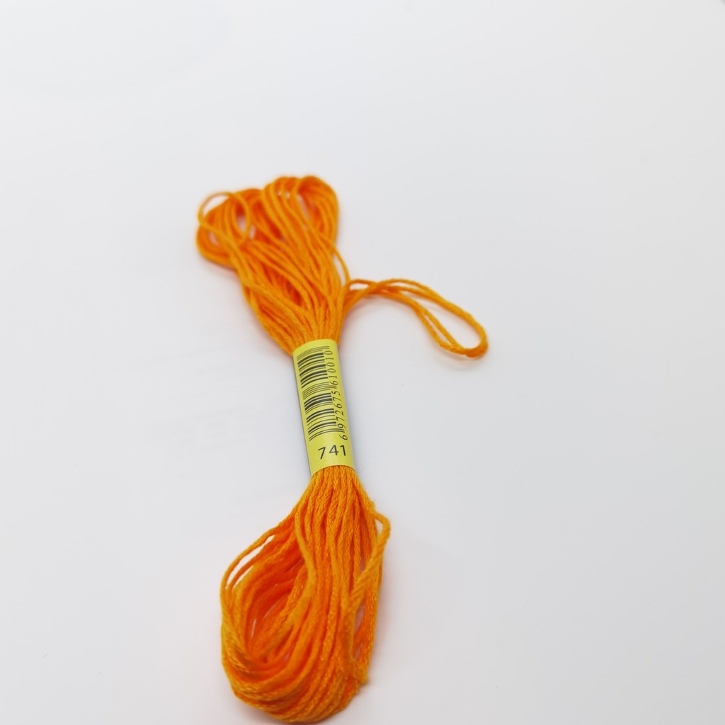 6 Skeins DMC 741 742 743 744 745 ด้าย Cross Stitch พรีเมี่ยมสายรุ้งสีเย็บปักถักร้อยไหมขัดฟัน