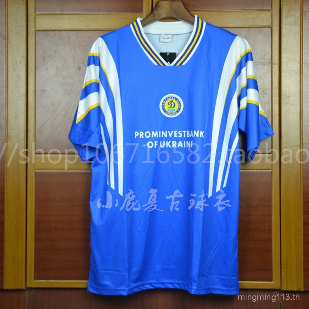 1997-1998 Kyiv Dynamo Blue เยือน Sheva Shevevchenko ฟุตบอลแขนสั้นชุดเสื้อย้อนยุค tlrt