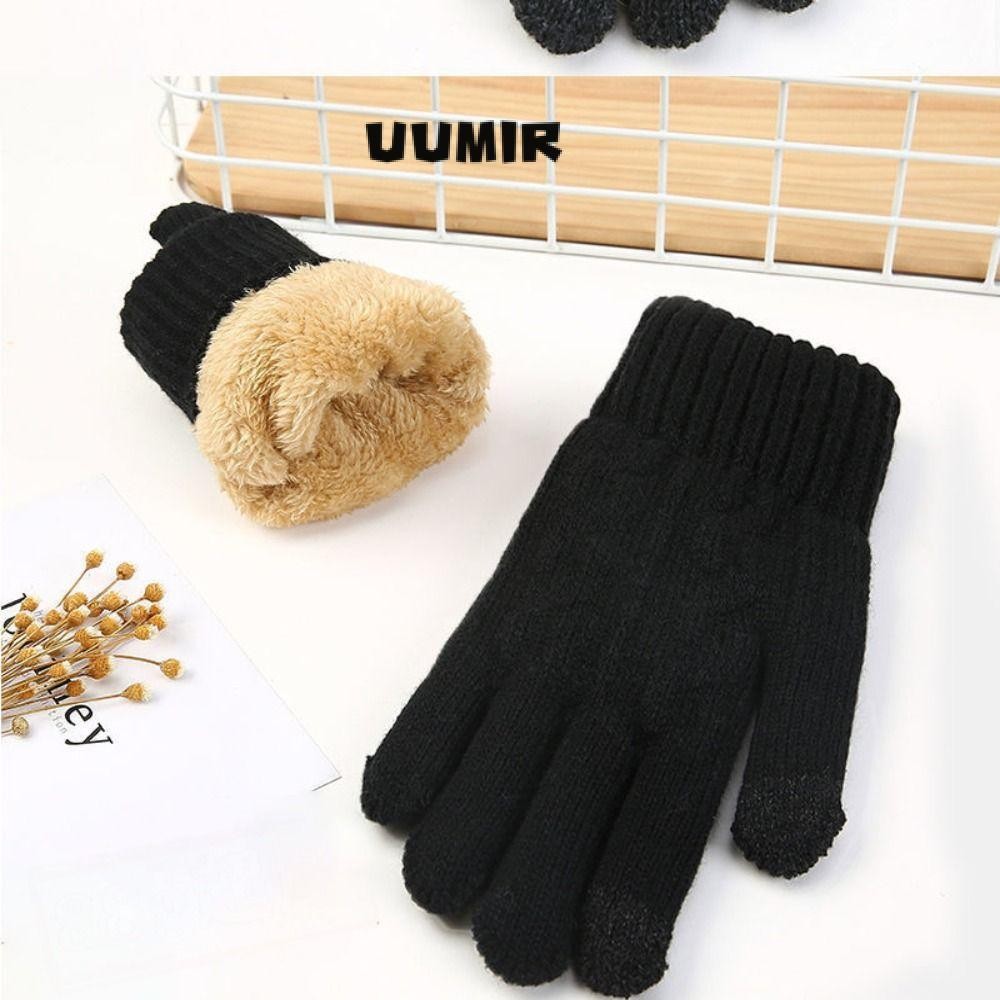 Uumir ถุงมือฤดูหนาว, ถุงมือหนาชายกันลมสองชั้น, อุปกรณ์เสริม Soft Touch screen Lamb Velvet Warm Mittens