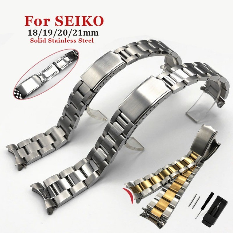 ปลายโค้งสายสแตนเลสแข็ง 18/19/20/21 มม.สําหรับ ไซโก้ SKX007 skx009ดําน้ํานาฬิกาสร้อยข้อมือโปแลนด์และโ