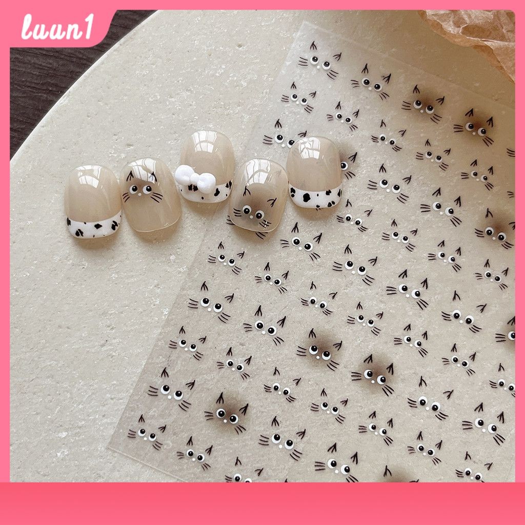Sticker Nail Sticker Ant Figure Flat Cat Nail Art Sticker Cute Big Eyes Cute Thin Ligament Adhesive 
